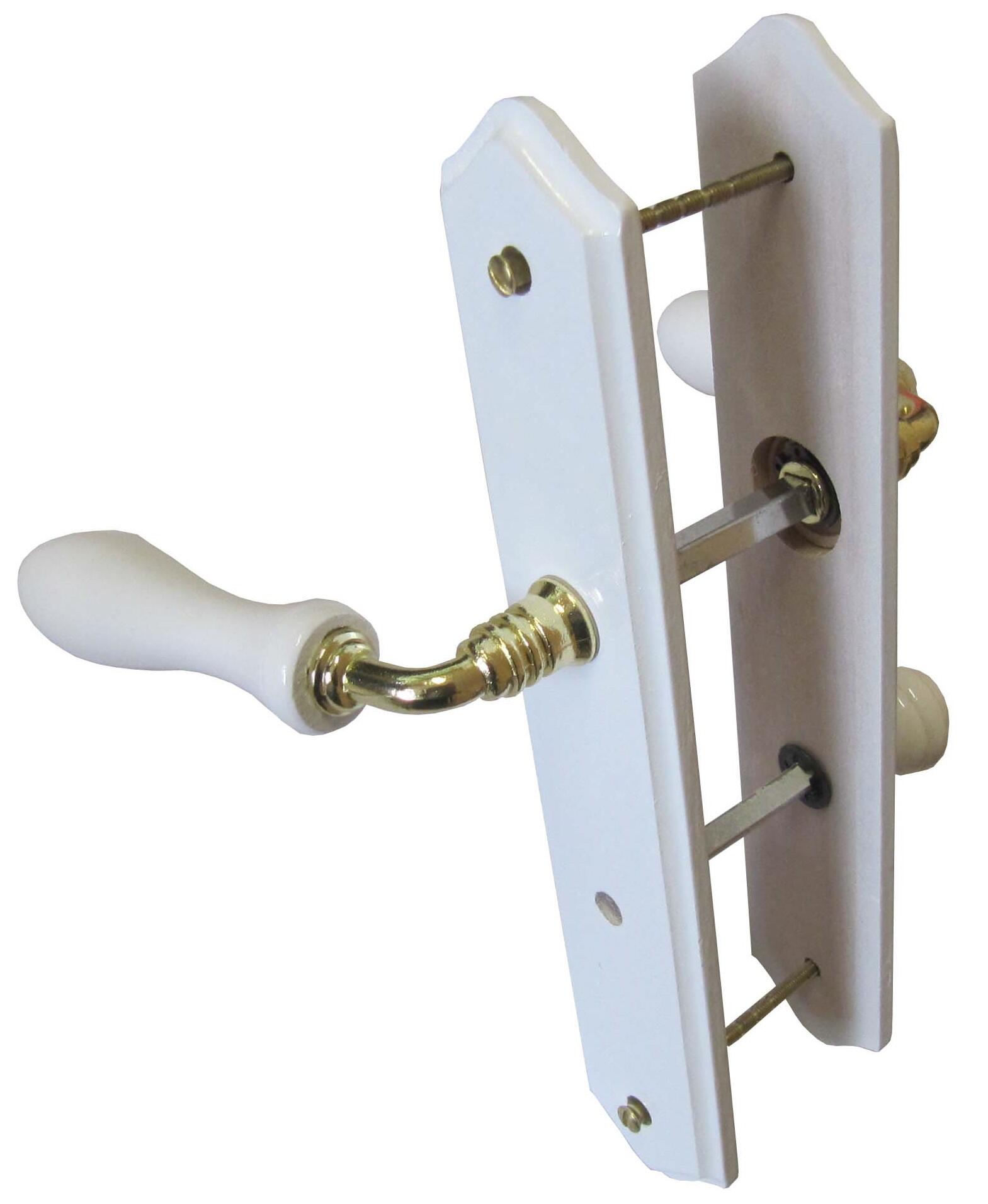 2 poignées sur plaque à condamnation bois blanc brillant, entraxe 195 mm - 3