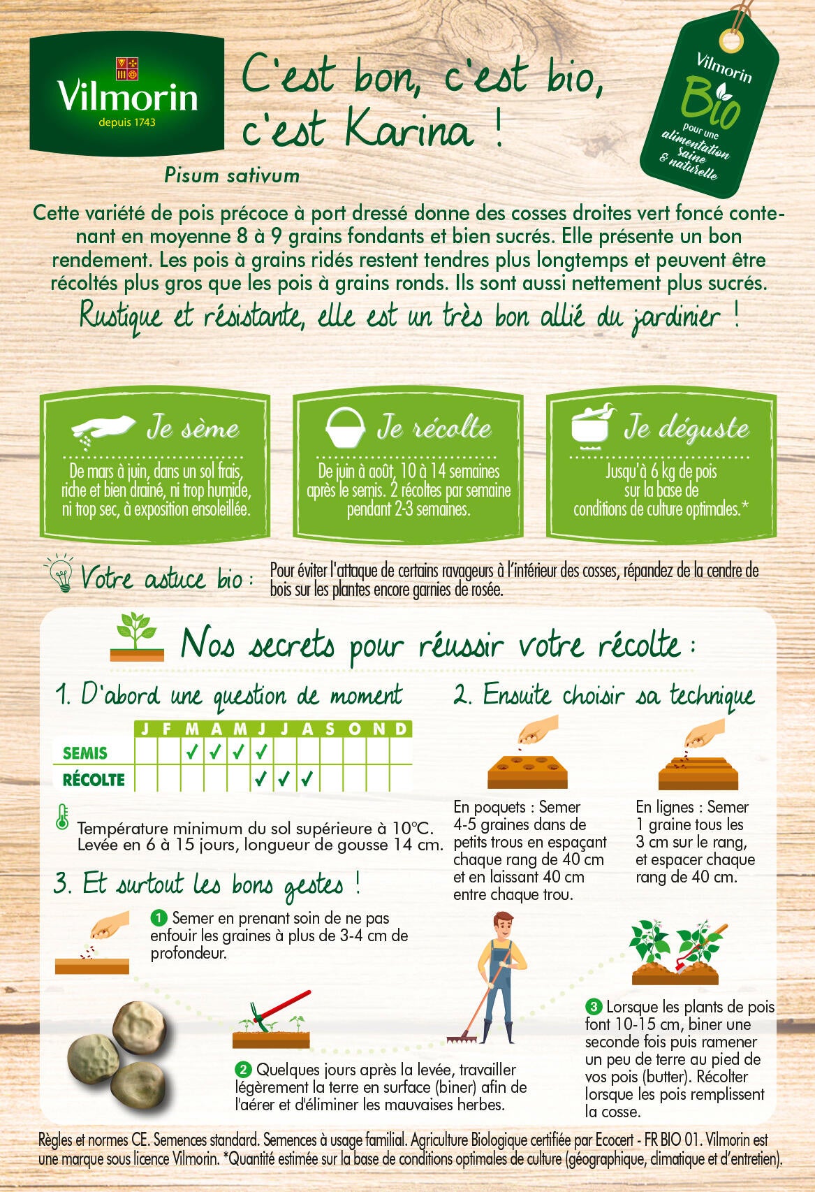 Graines de pois karina bio VILMORIN 192 g - 2