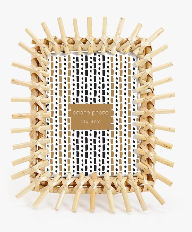 Porte-Photos Enfant Atmosphera - Rotin Avec Pompons, 35x30 Cm