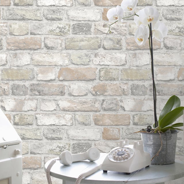 Papier peint intissé Briques vieillies beige