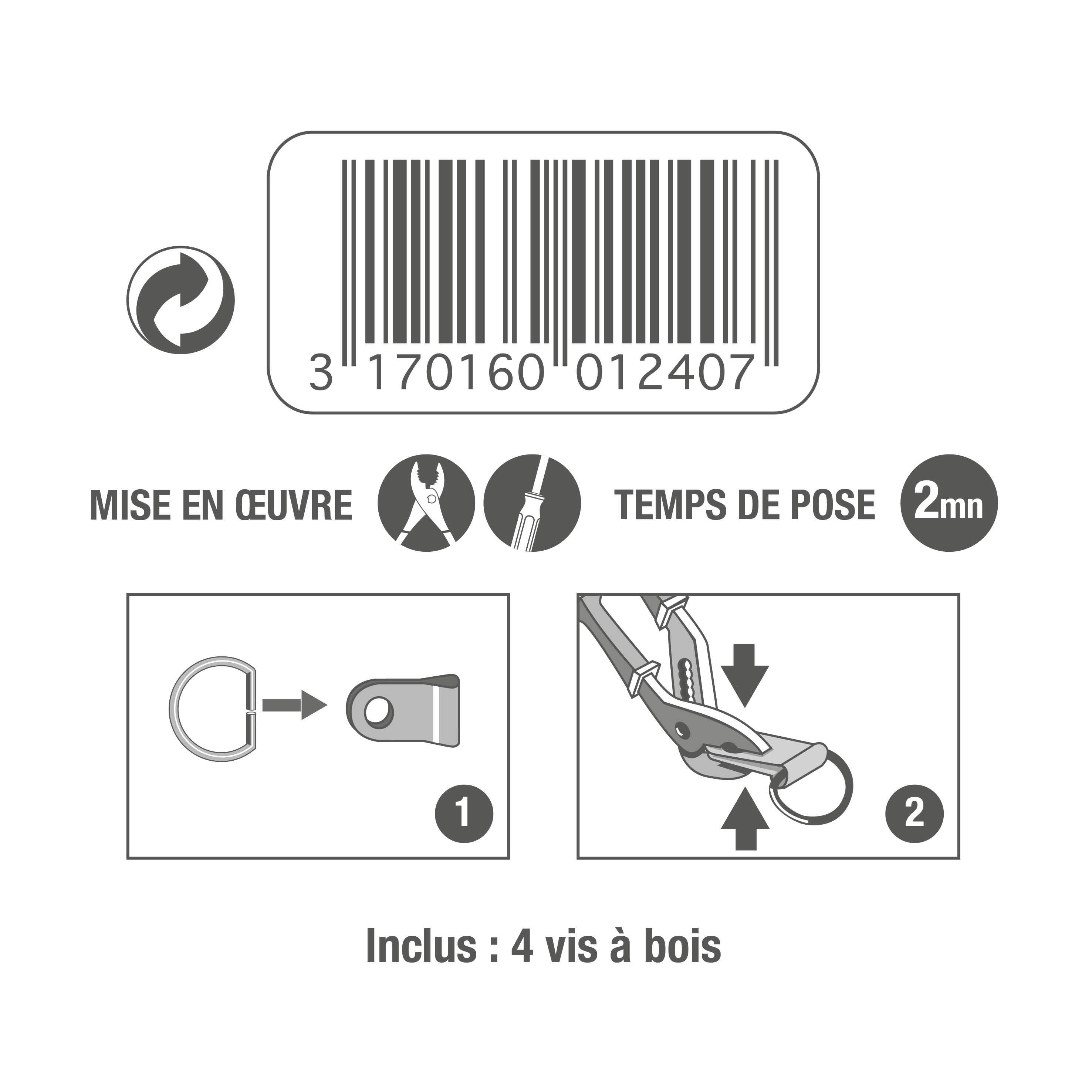 Lot de 4 anneaux étrier avec chape LE CROCHET FRANCAIS - 5