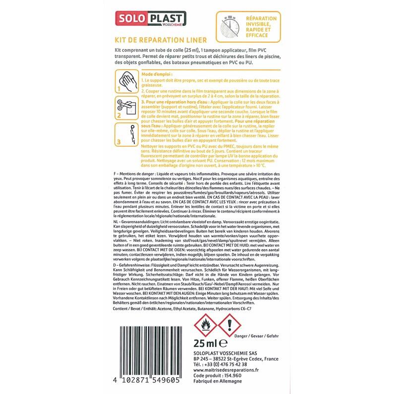 Colle de réparation liquide polyuréthane Liner SOLOPLAST, 25ml transparent - 2