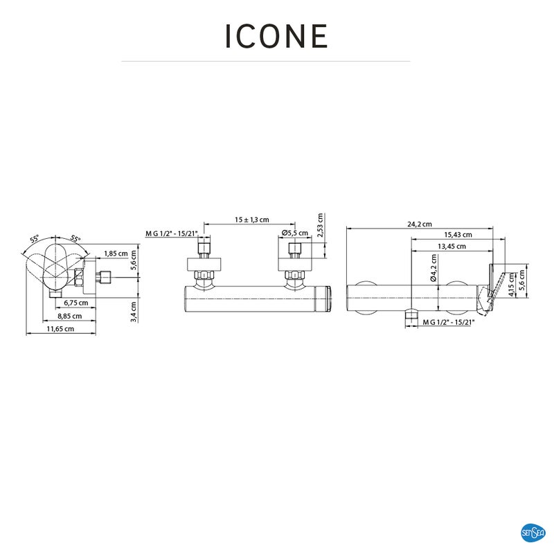 Bateria prysznicowa SD93217PH.04 Czarny SENSEA