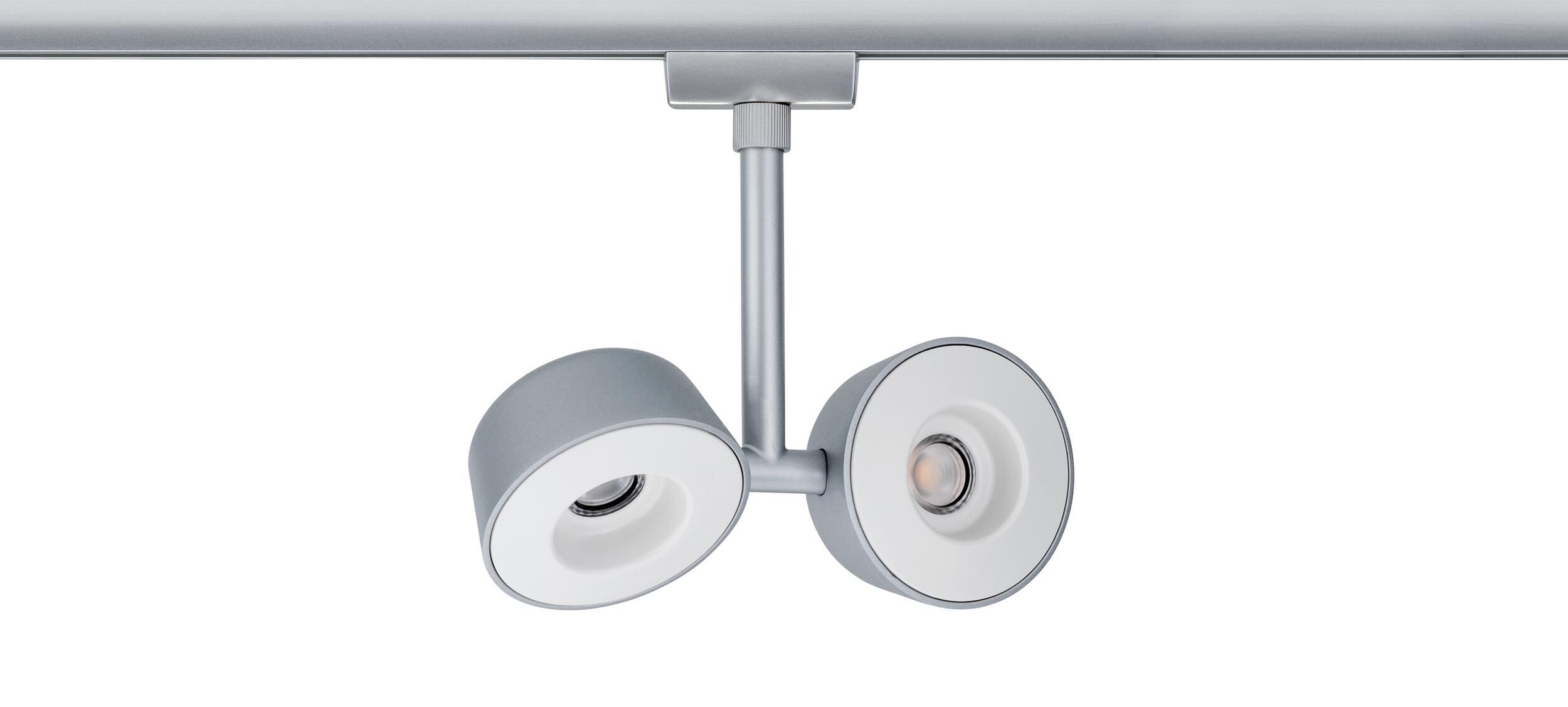 Spot double LED URail Pellet 2x4W 2700K métal Chrome mat, Blanc, PAULMANN - 3