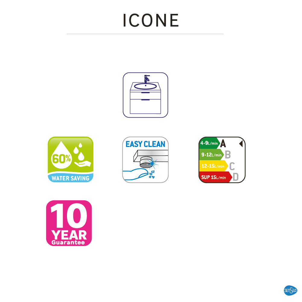 Bateria umywalkowa chrom Icone zimna woda Sensea - 9