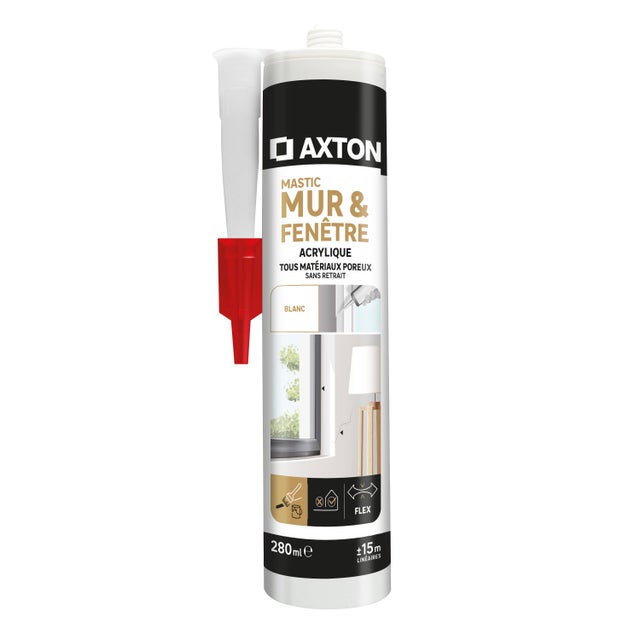 Mastic d'étanchéité mur, porte et fenêtre AXTON blanc 280 ml