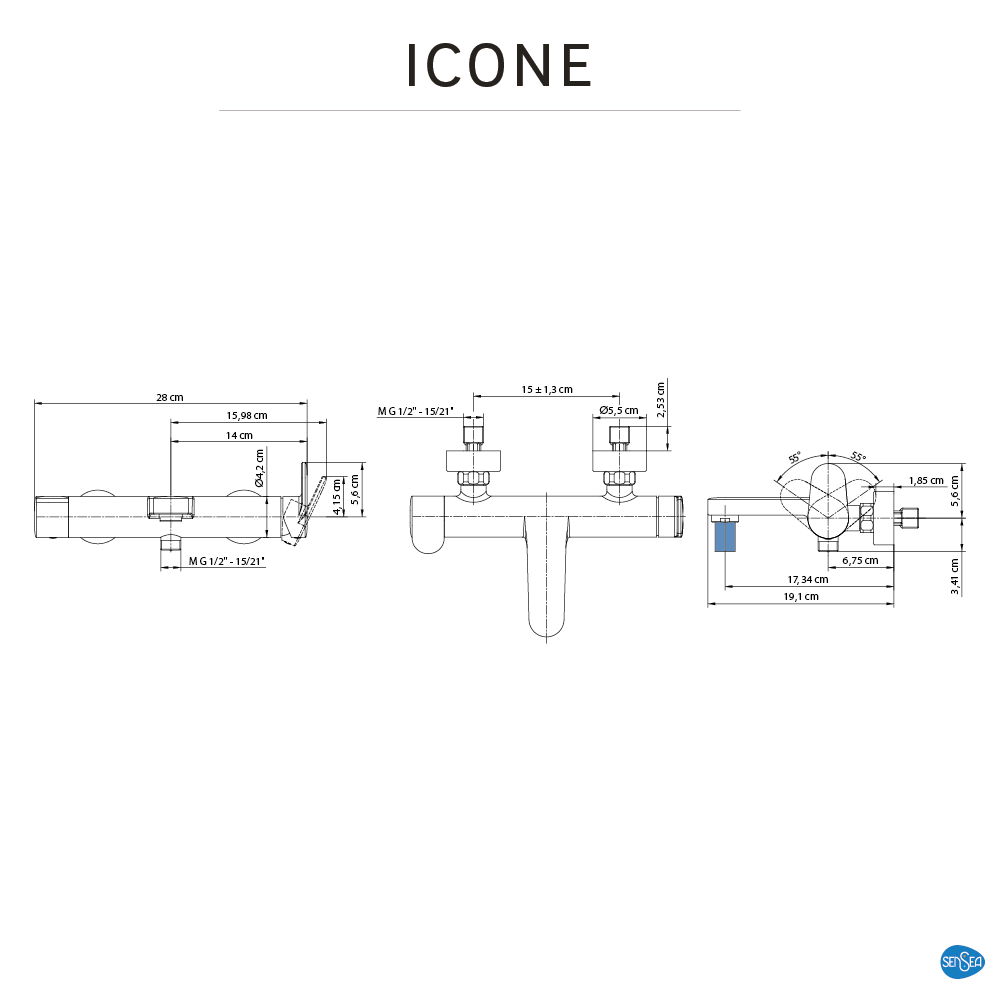 Grifo de bañera monomando SENSEA Icone cromo brillo Latón - 4