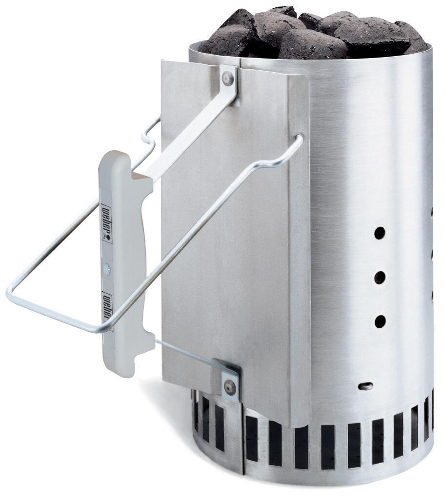 Cheminée d'allumage barbecue + briquettes + allume-feux WEBER aluminium D. 19 cm - 2
