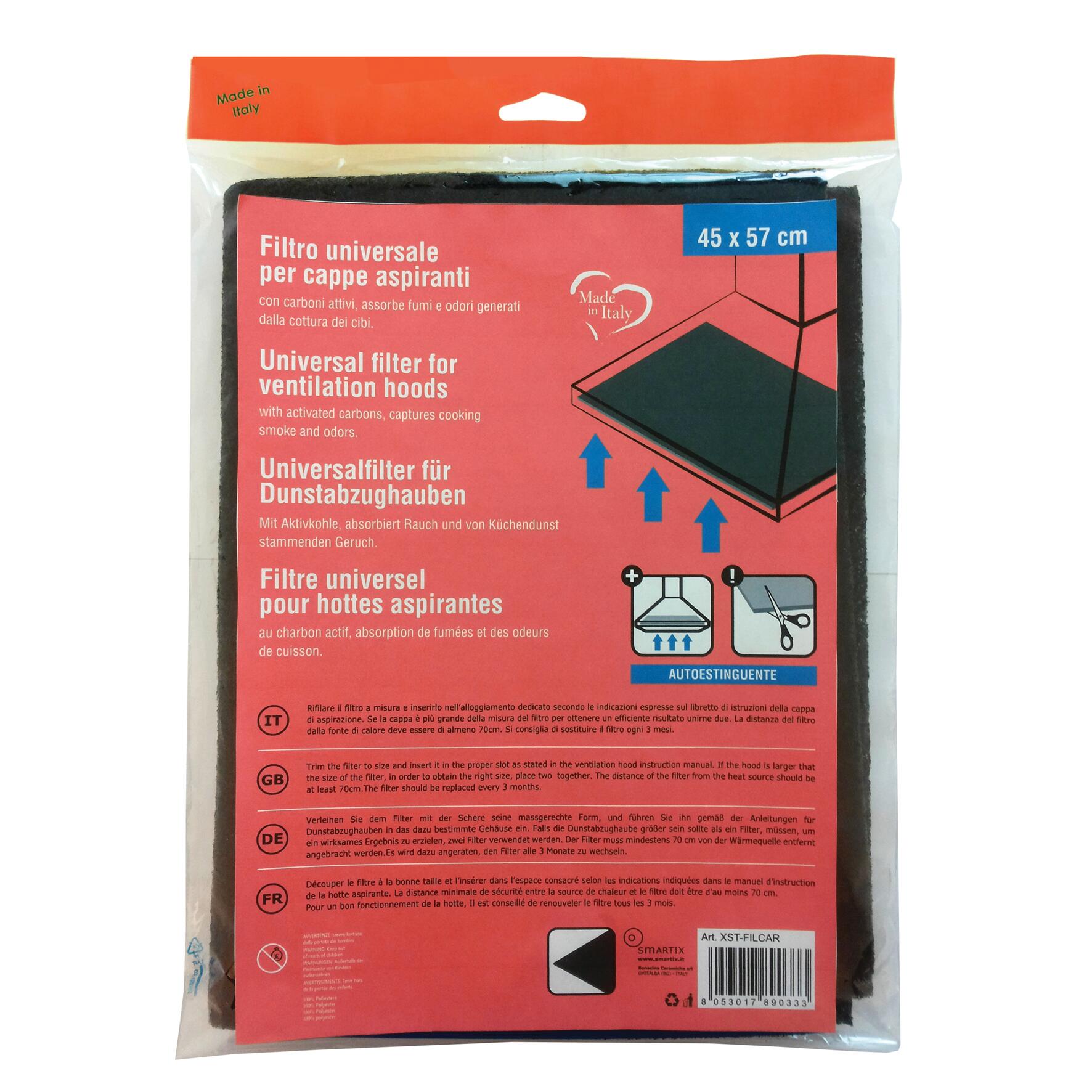 Filtro per cappa in tessuto universale carboni attivi nero L 45 x P 57 cm - 3