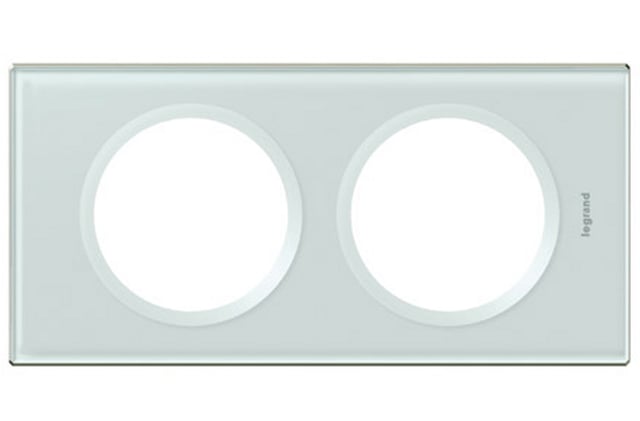 Plaque double Céliane, LEGRAND, verre kaolin