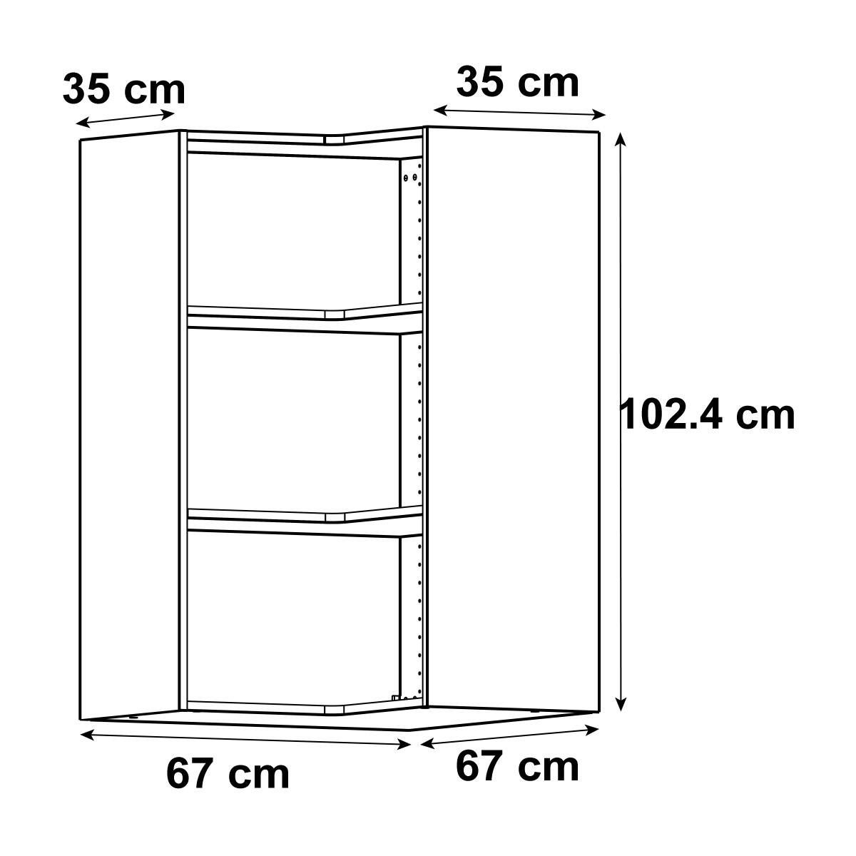 Módulo superior de canto Delinia 67X35X103CM branco - 4