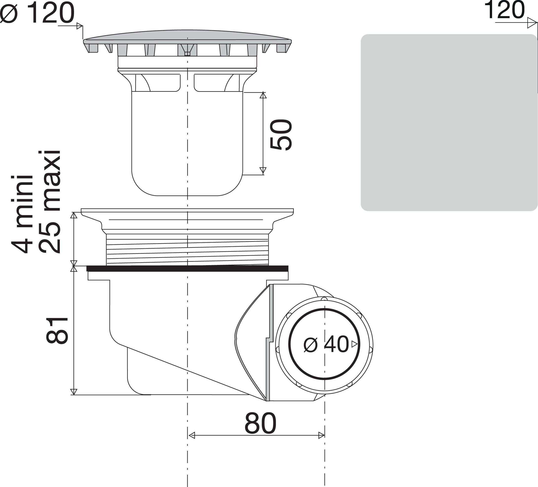 Bonde pour pour bac de douche, Diam.90 mm, VALENTIN - 4