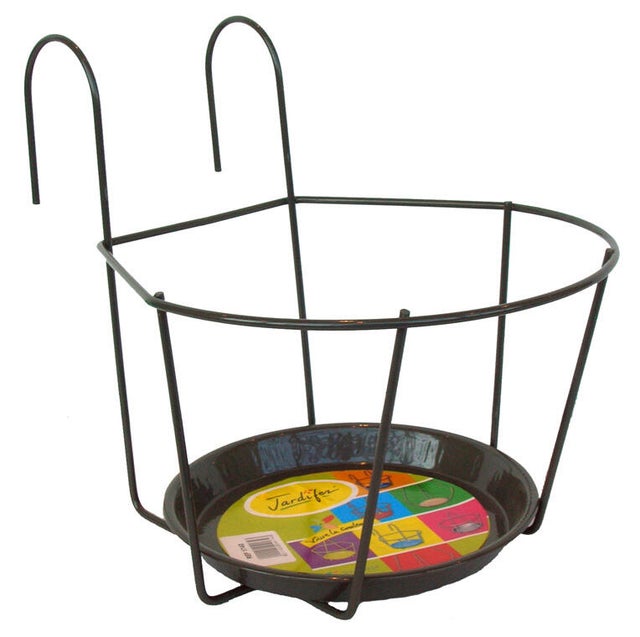 Support pot JARDIFER rond gris, H.23 x l.22 cm