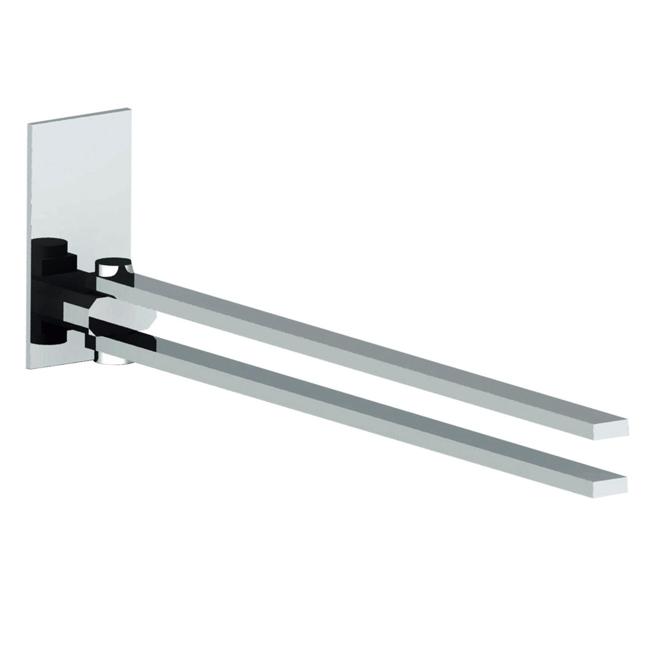 Portasciugamani Pieghevole 40 Cm – Montaggio A Parete O Adesivo – Doppia Barra E Ganci, In Alluminio Nero – Per Bagno E Cucina