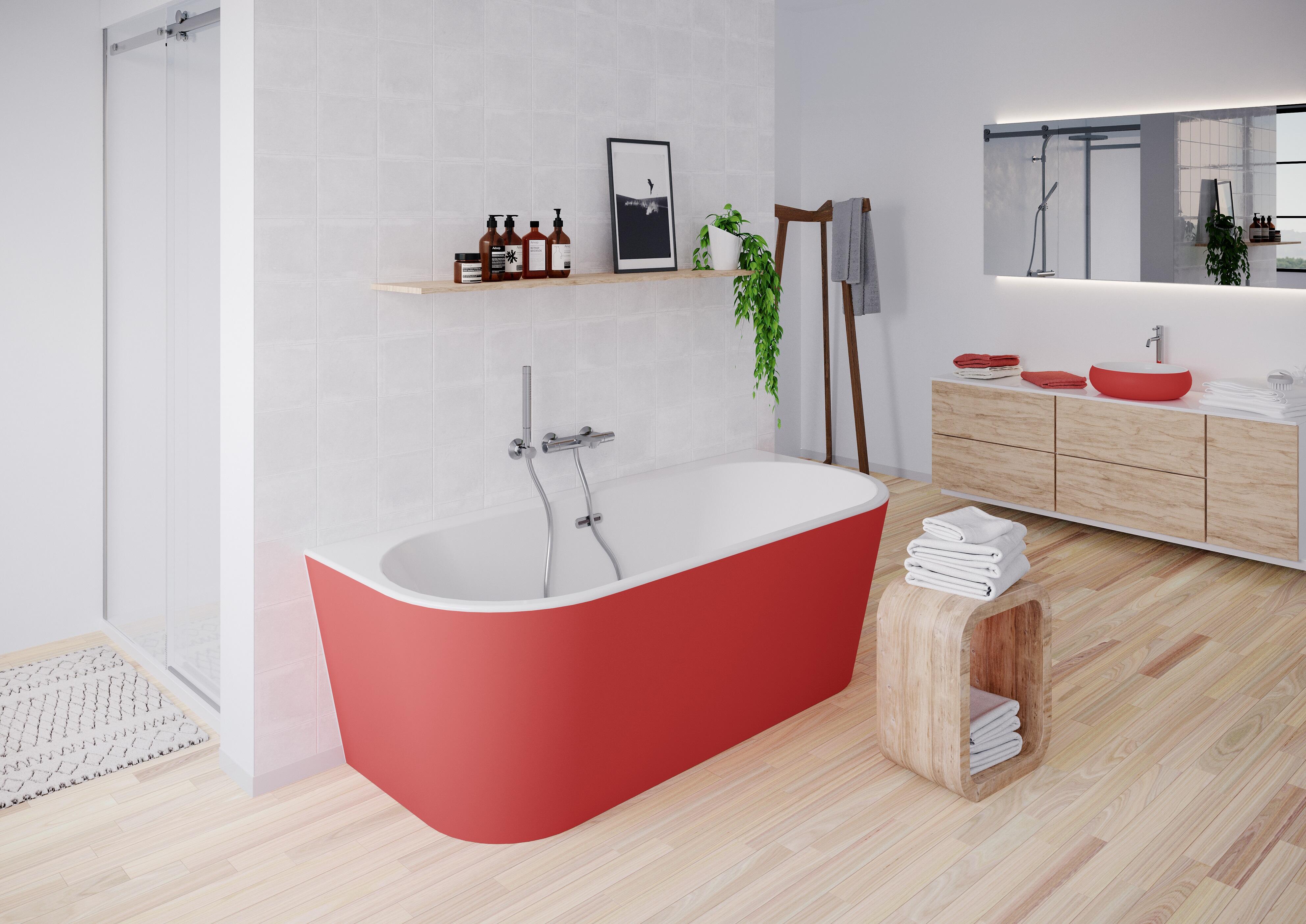 Baignoire îlot l.75 x L.170cm rouge Ilova BALNEO - 2