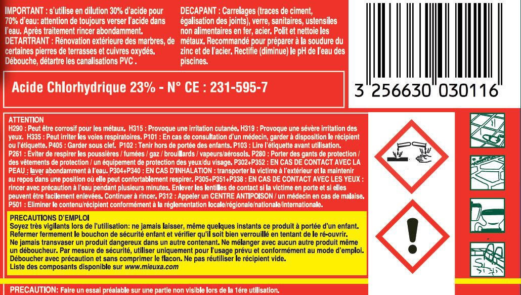 Acide chlorhydrique MIEUXA, 1 l - 2