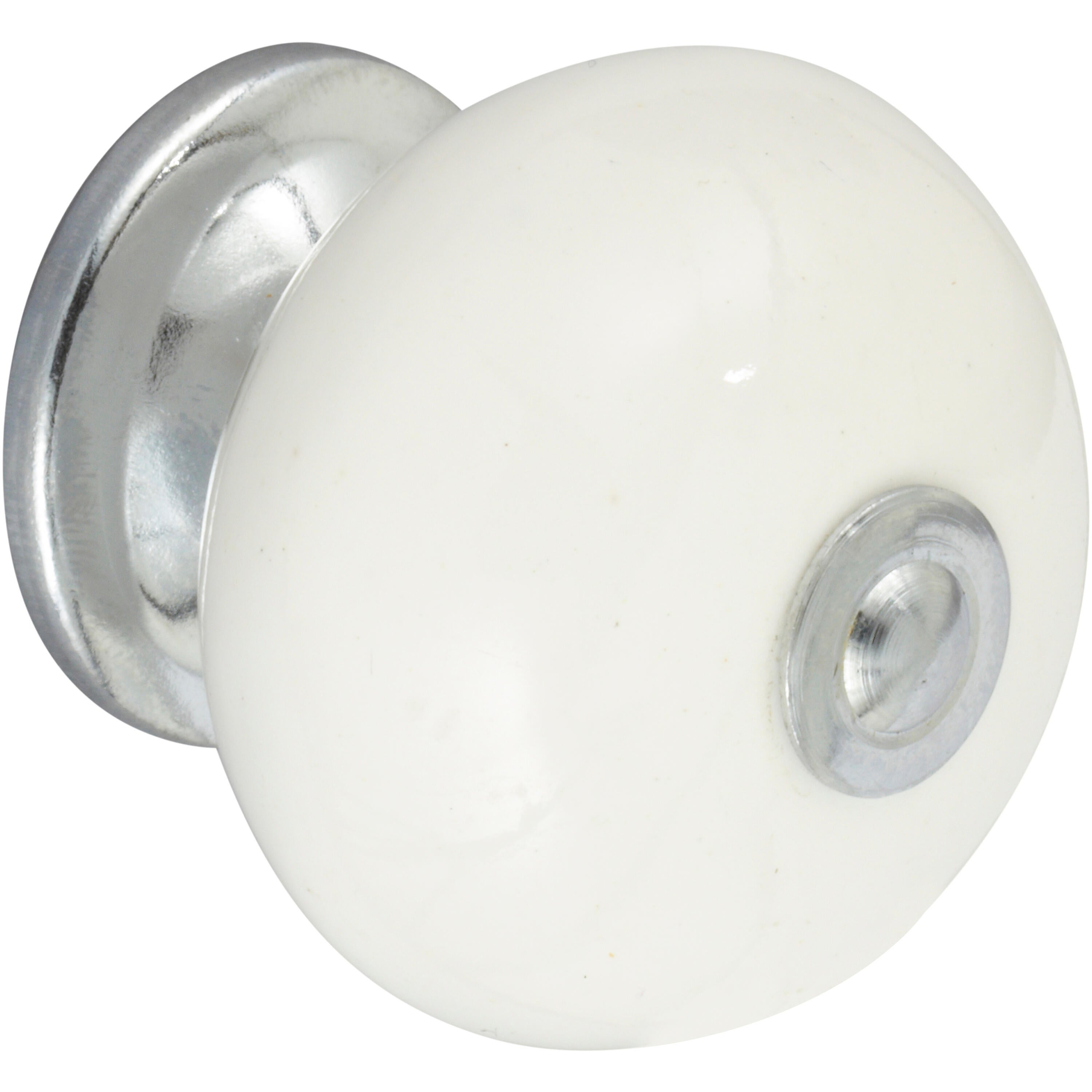 Bouton de meuble rond Boule, porcelaine blanc brillant, Diam.40 mm - 4