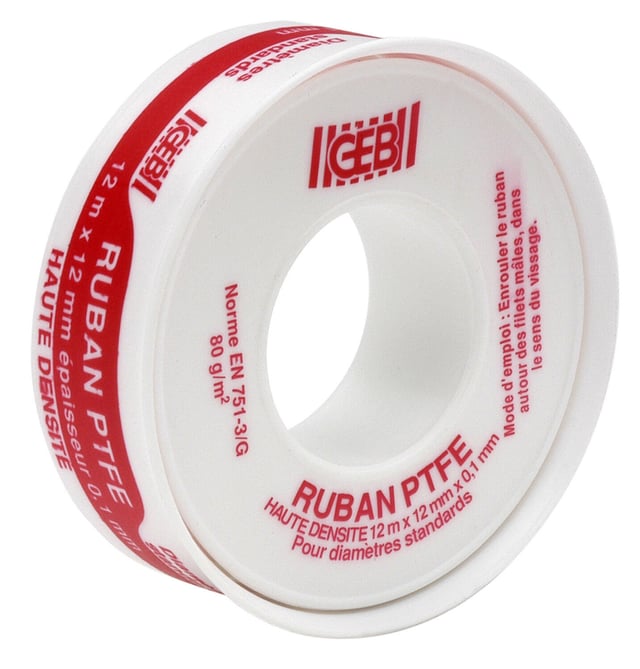 Ruban téflon ep.0.1 x l.12 mm x l.12 m GEB