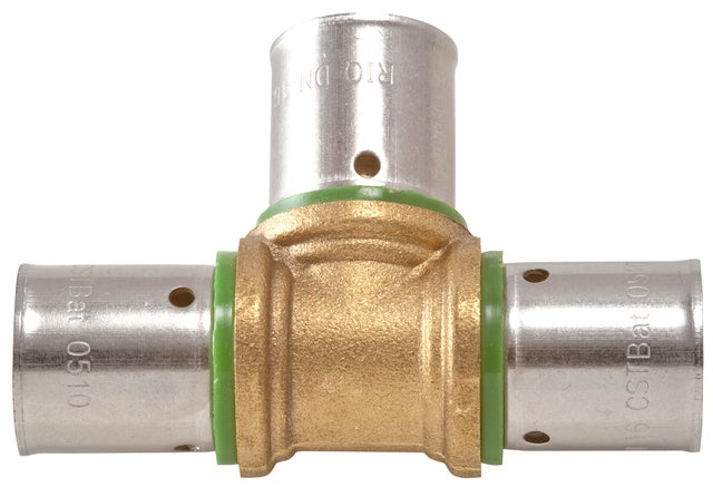 Té pour tuyau PERT à sertir F, 16 mm