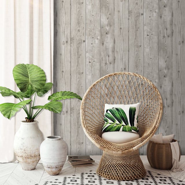 Papier peint intissé Planche tribale gris