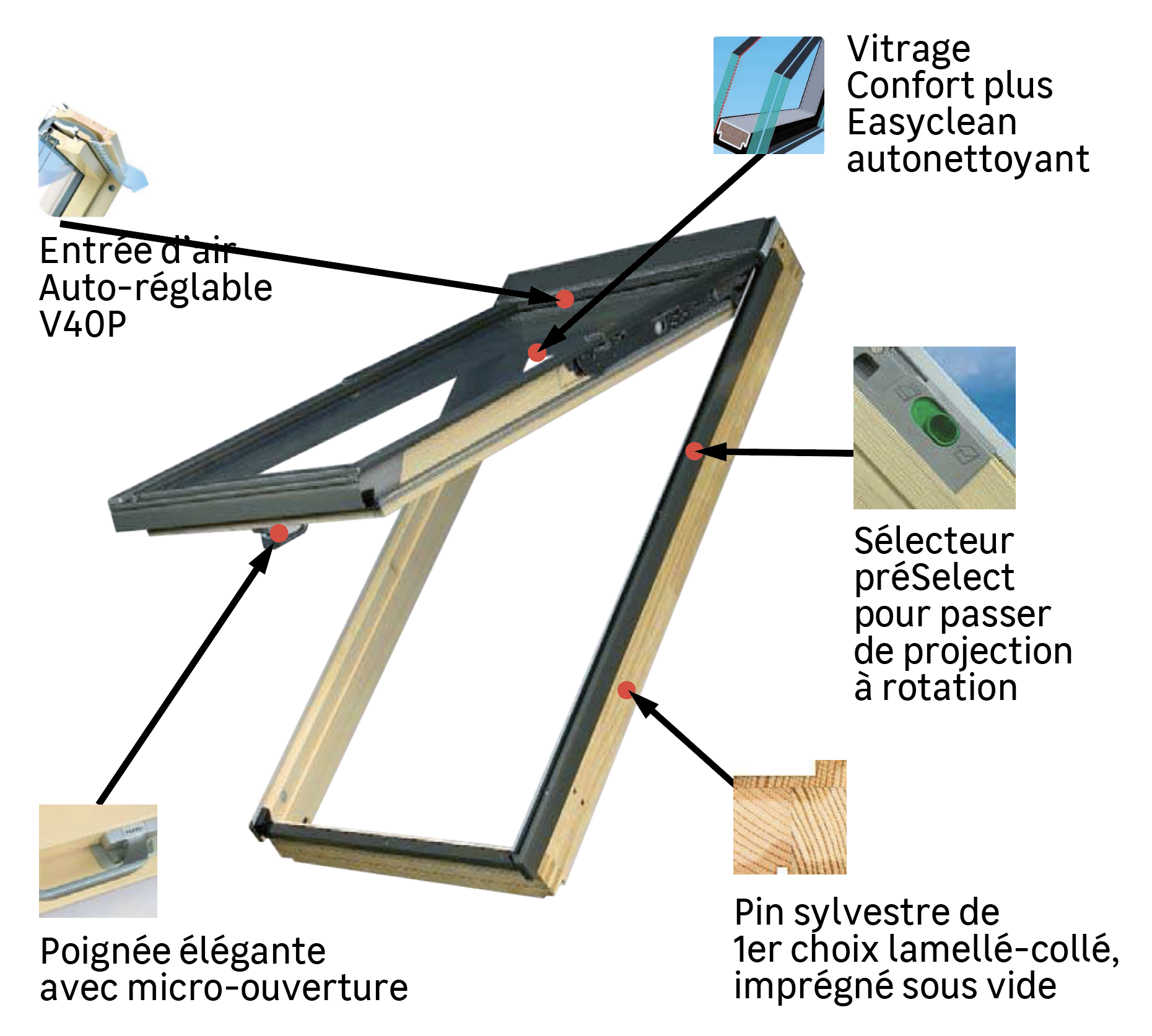Fenêtre de toit FAKRO bois 78 x 98 cm à projection - 14