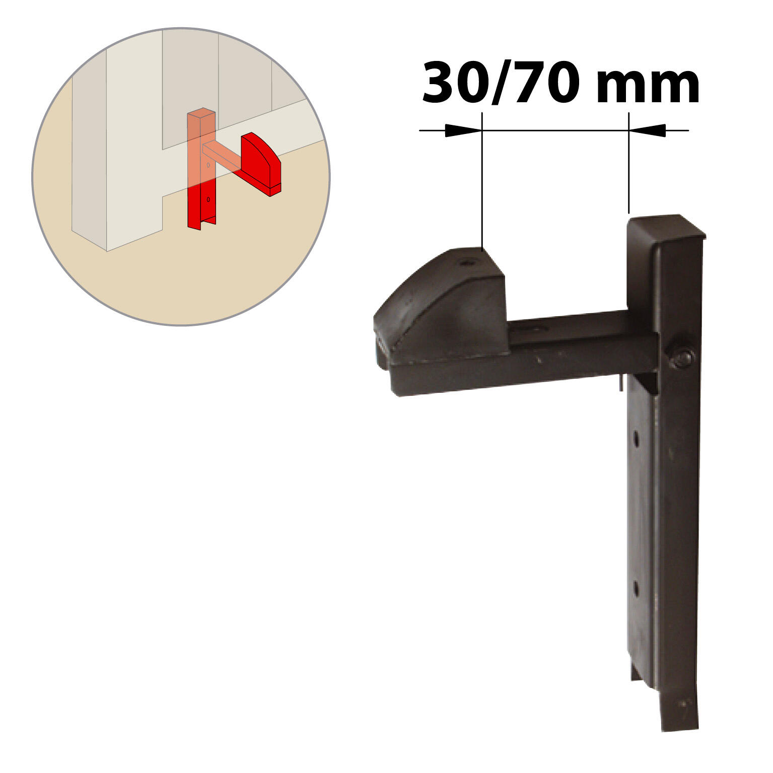 Arrêt de portail automatique en acier pour portail de 30 à 70 mm, H.250 mm AFBAT - 2