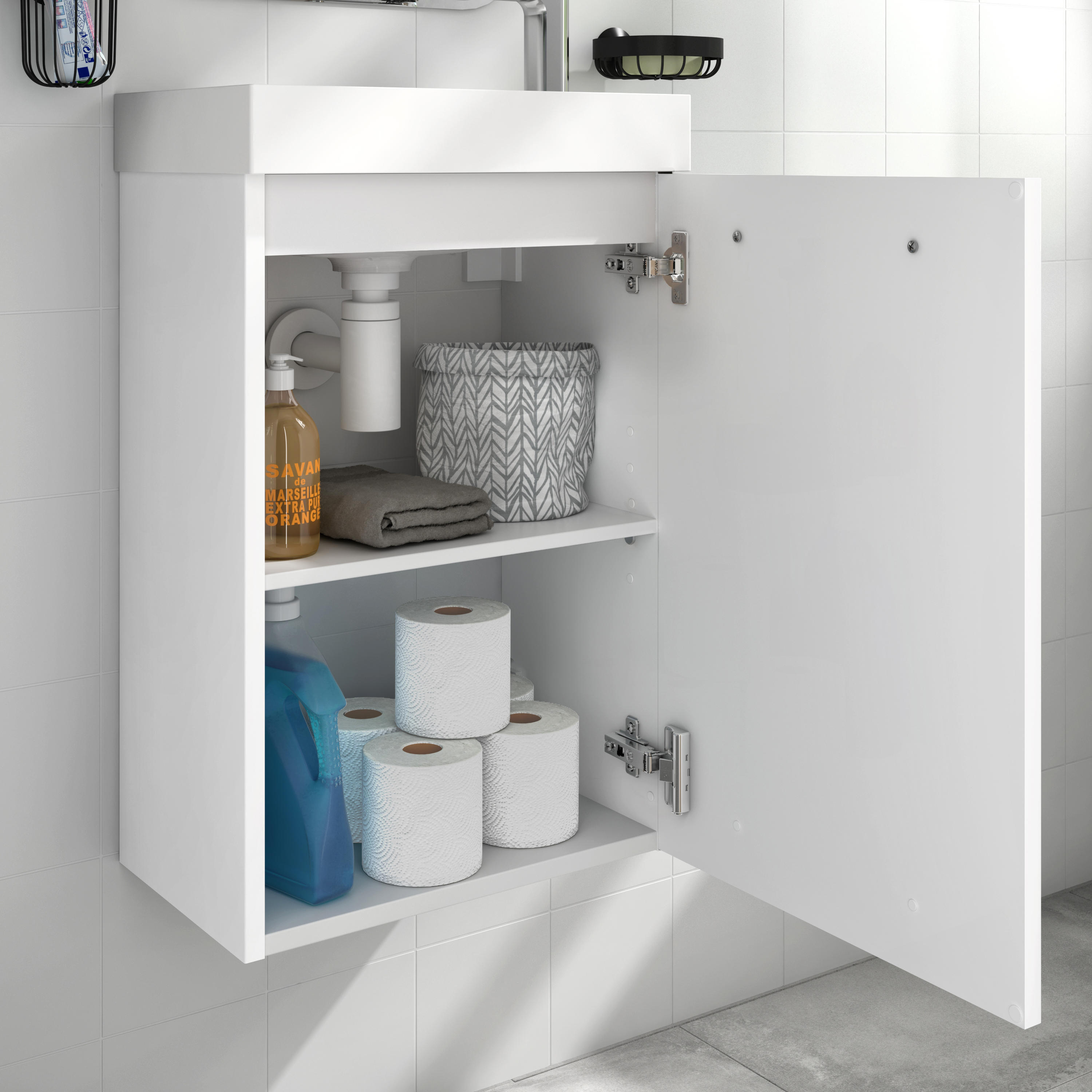 Meuble lave-mains 1p l.40 x H.57.7 x P.24 cm blanc brill Remix - 4