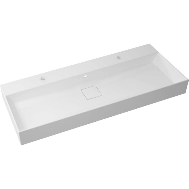 Plan simple vasque intégrée avec double perçage de robinetterie Pure résine blan