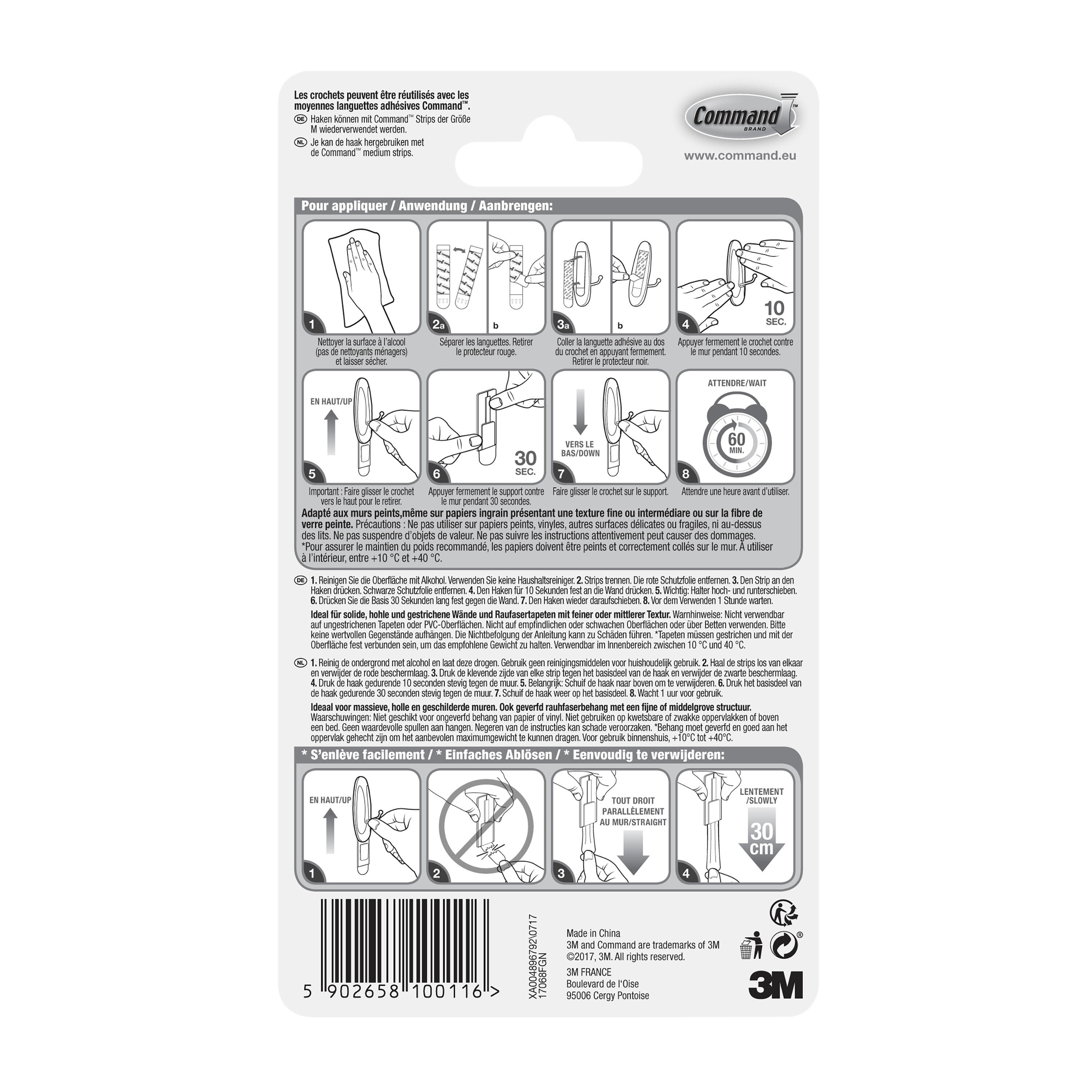 Lot de 2 crochets adhésifs bout métal COMMAND - 6