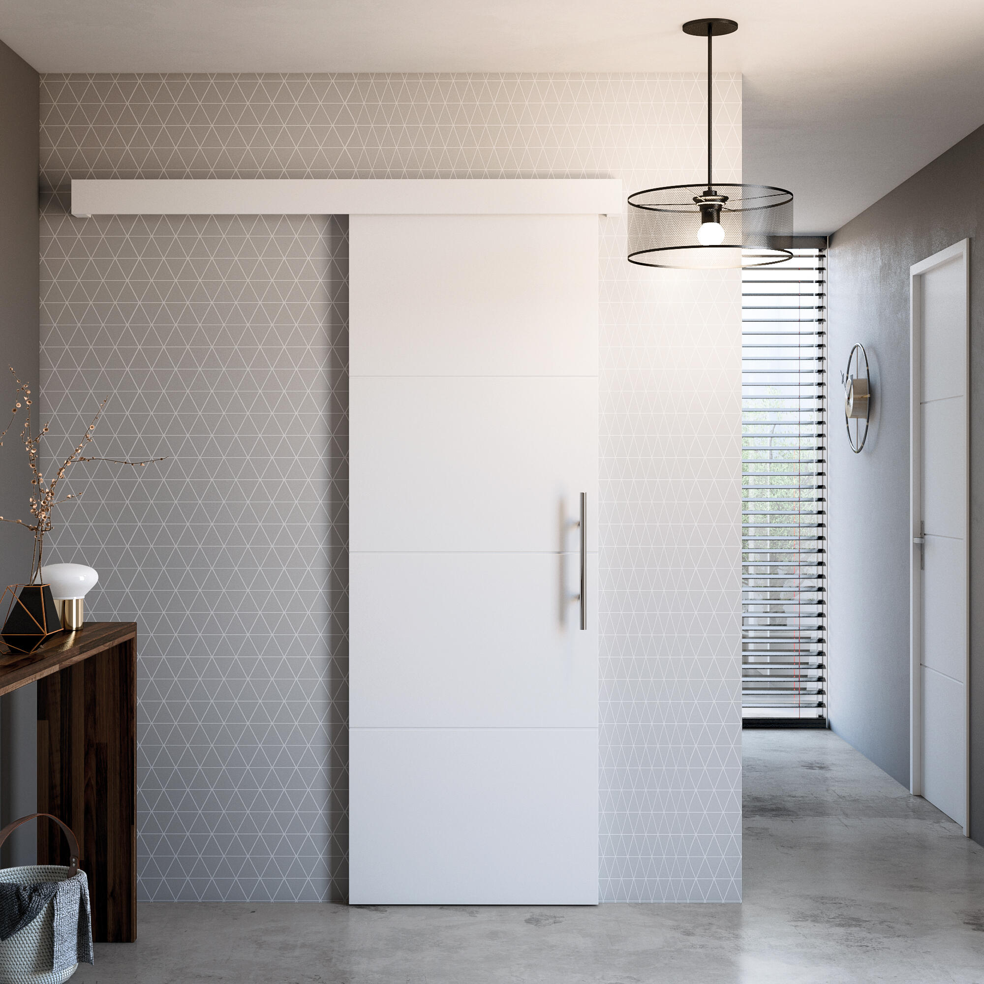 Porte coulissante mdf Lali blanc, H.204 x l.83 cm - 2