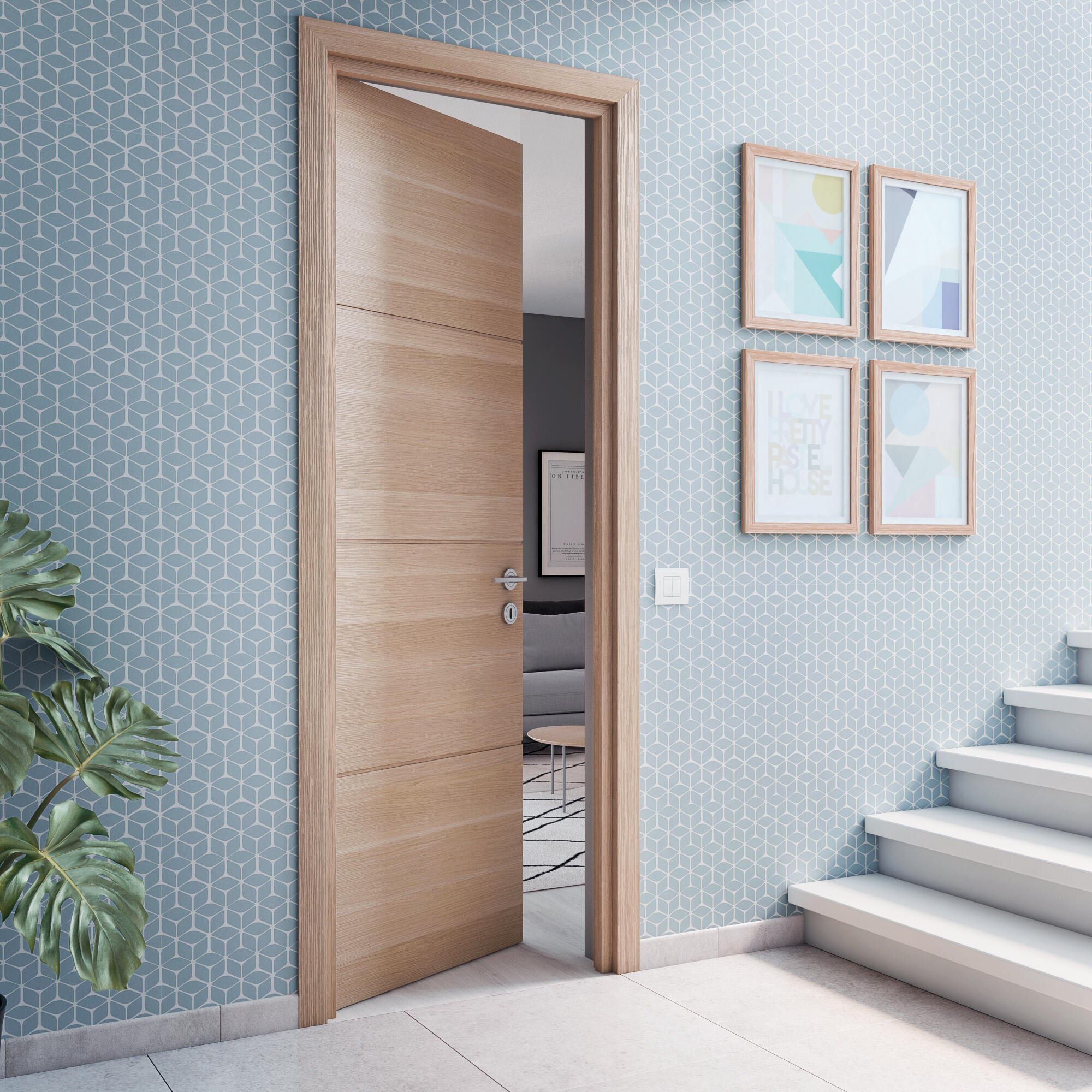 Bloc-porte Madrid 2 acoustique, H.204 x l.73 cm, poussant gauche - 2