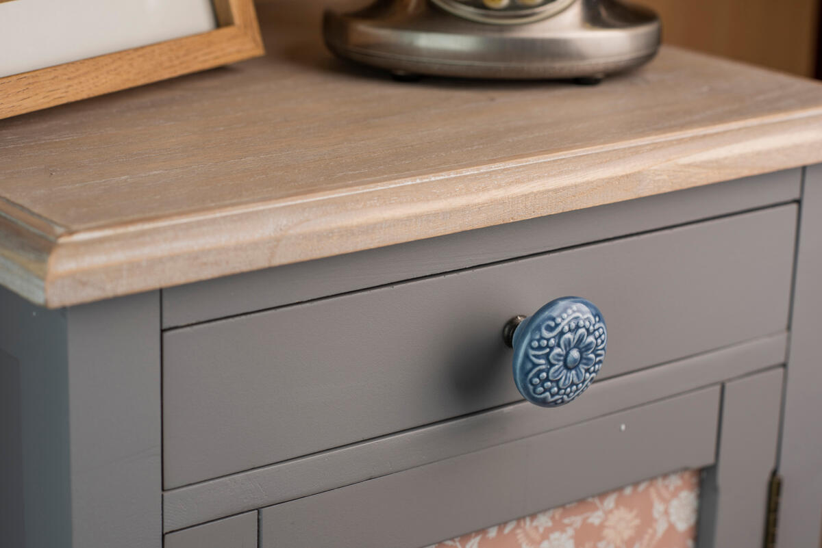 Bouton de meuble rond Marga, porcelaine bleu, Diam.44 mm - 2