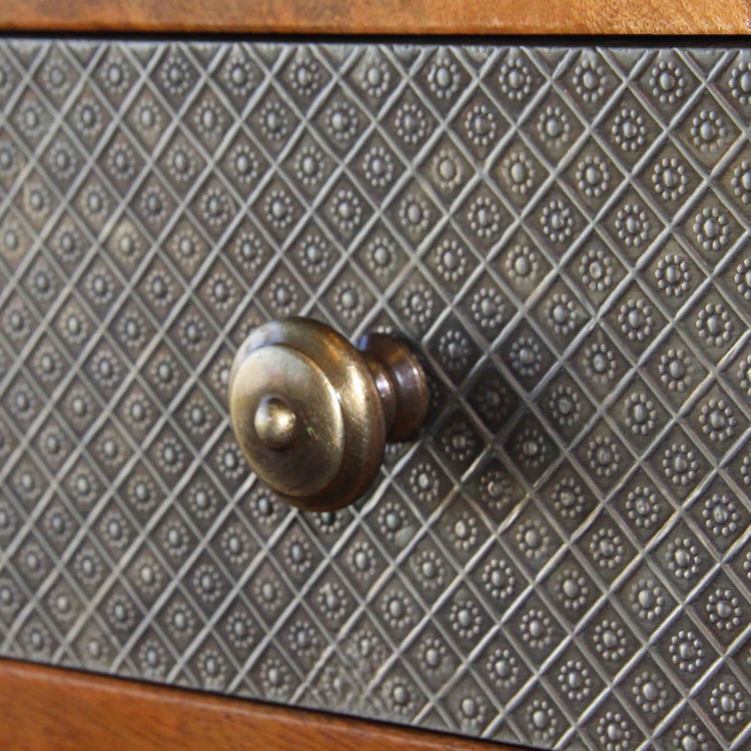 Bouton de meuble rond Rustique, zamak vieil or vieilli, Diam.30 mm - 2