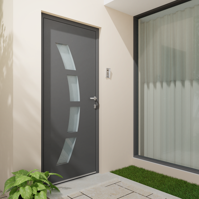 Porte d'entrée Alu Toledo 2 Essentiel H.215 x l.90 cm gris anthr., p. gauche