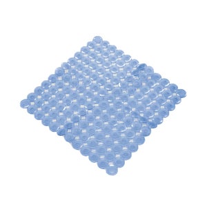 Tappetino Antiscivolo Per Doccia E Vasca 68x38 Cm - PVC Con Ventose, Design A Quadrati, Colore Blu