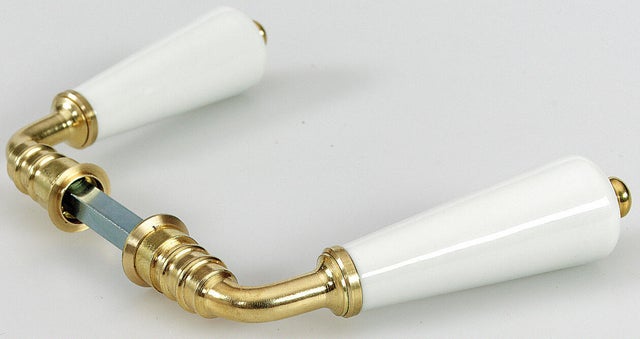 Lot de 2 béquilles porcelaine de limoges laitonné, L.110 x l.3 x H.3 cm