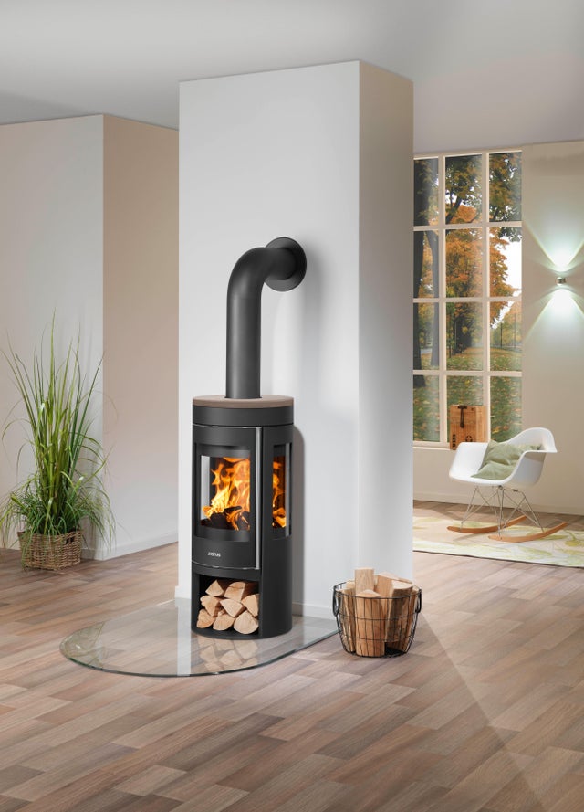 Poêle à bois JUSTUS Mino trios 2.0 noir / marron, 5.5 kW