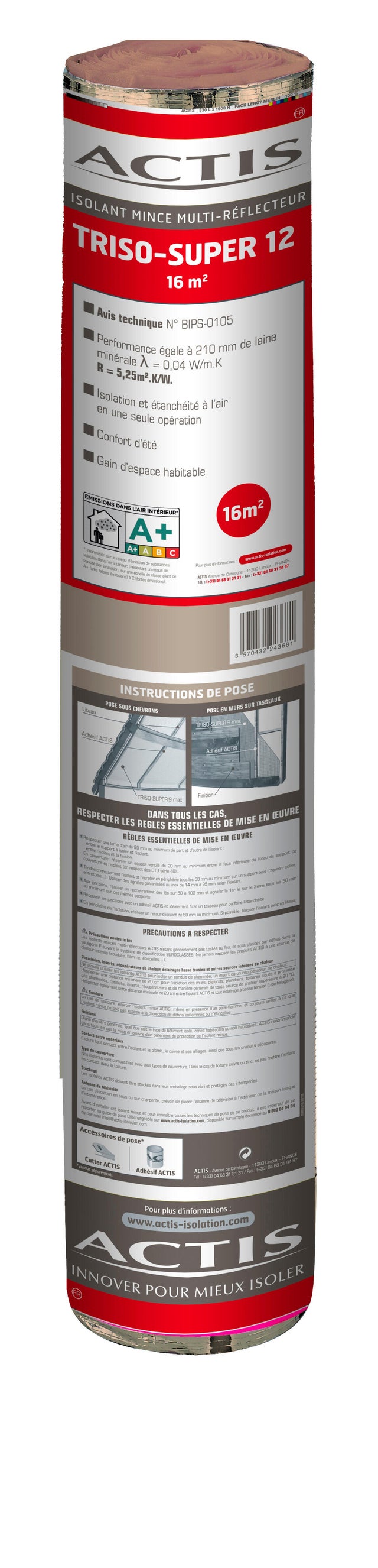 Rouleau films thermo-réflecteurs, Triso super 12 ACTIS, 10 x1.6 m, Ep.35 mm