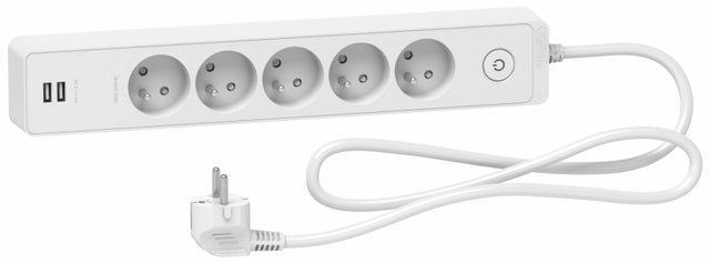 Multiprise filaire 5 prises + 2 usb 1.5m, SCHNEIDER ELECTRIC, blanc