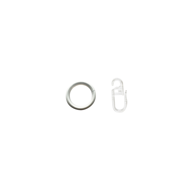 10 Anillas para barra de cortina 20 mm redondas acero INSPIRE blanco mate barnizado  con gancho y anillo silencioso
