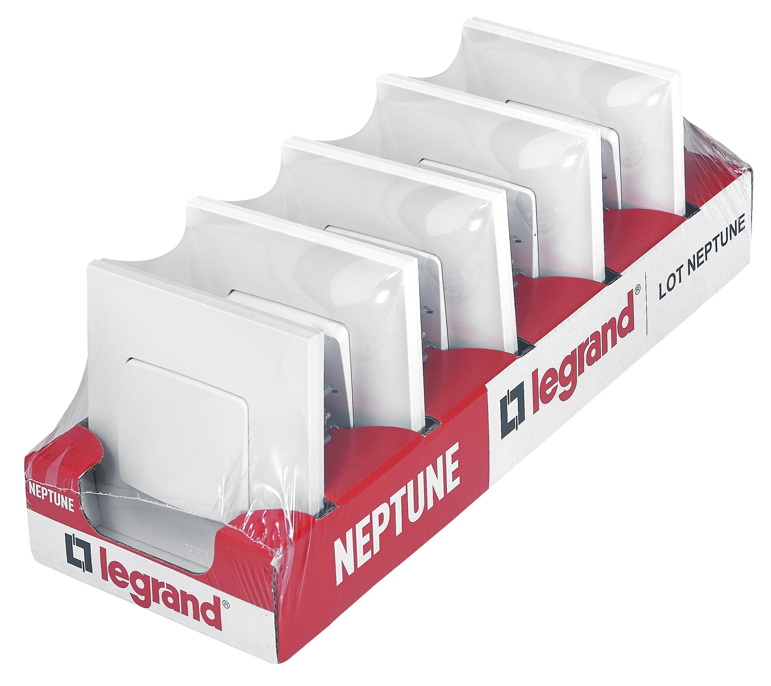 Lot de 5 interrupteurs va-et-vient complet, LEGRAND Neptune, blanc - 3