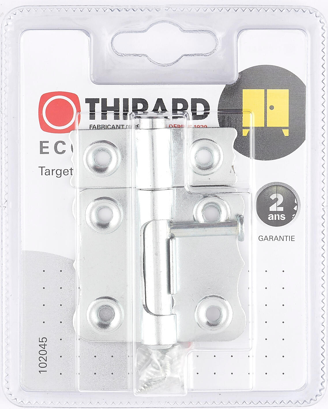 Targette à pêne rond THIRARD, acier zingué gris - 2