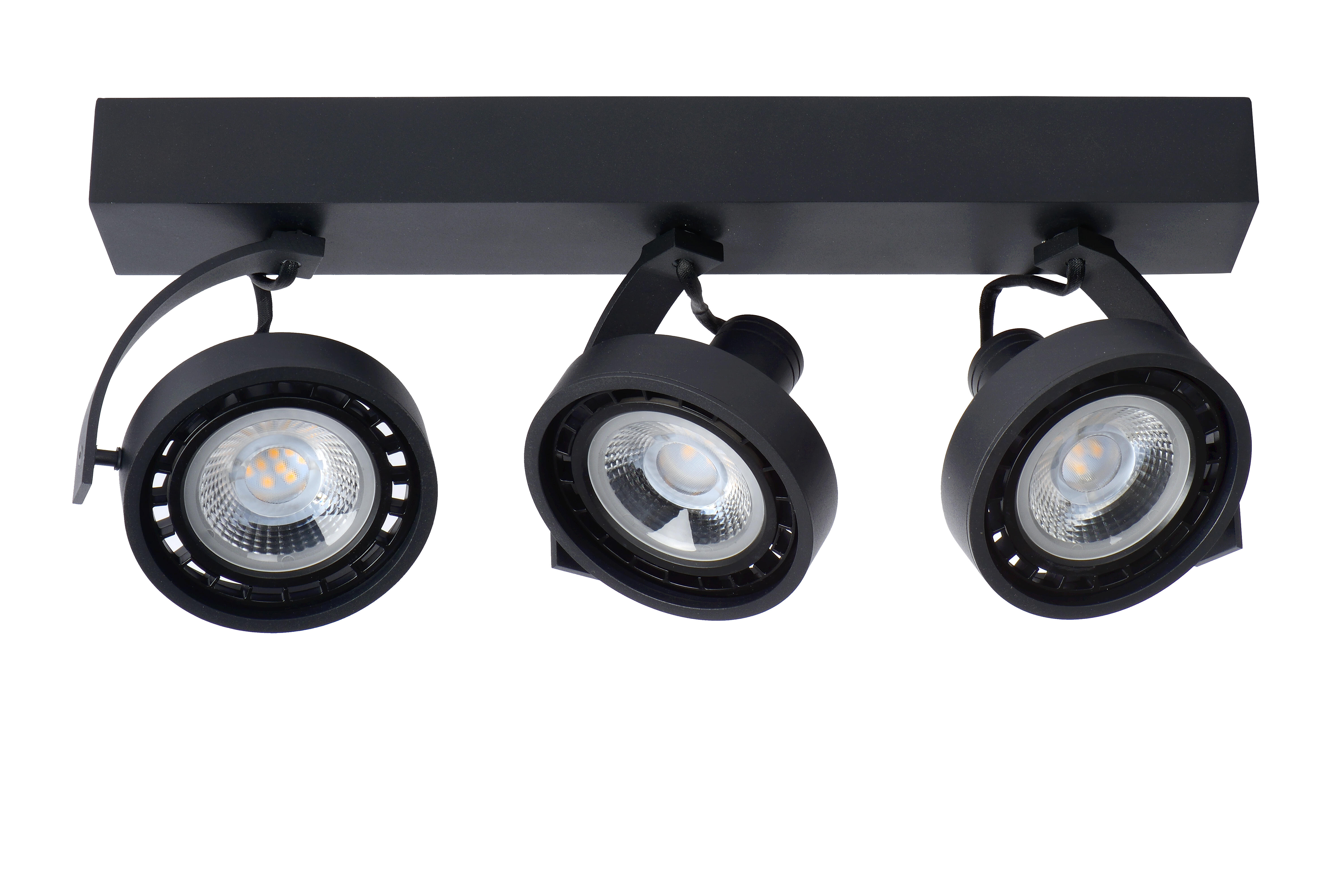 Rampe 3 spots gu10, industriel, aluminium noir, LUCIDE Dorian - 6