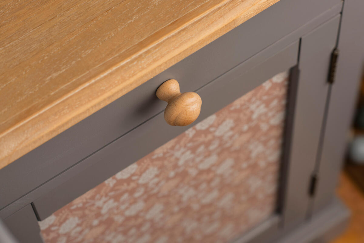 6 boutons de meuble ronds, bois hêtre verni, Diam.30 mm - 2