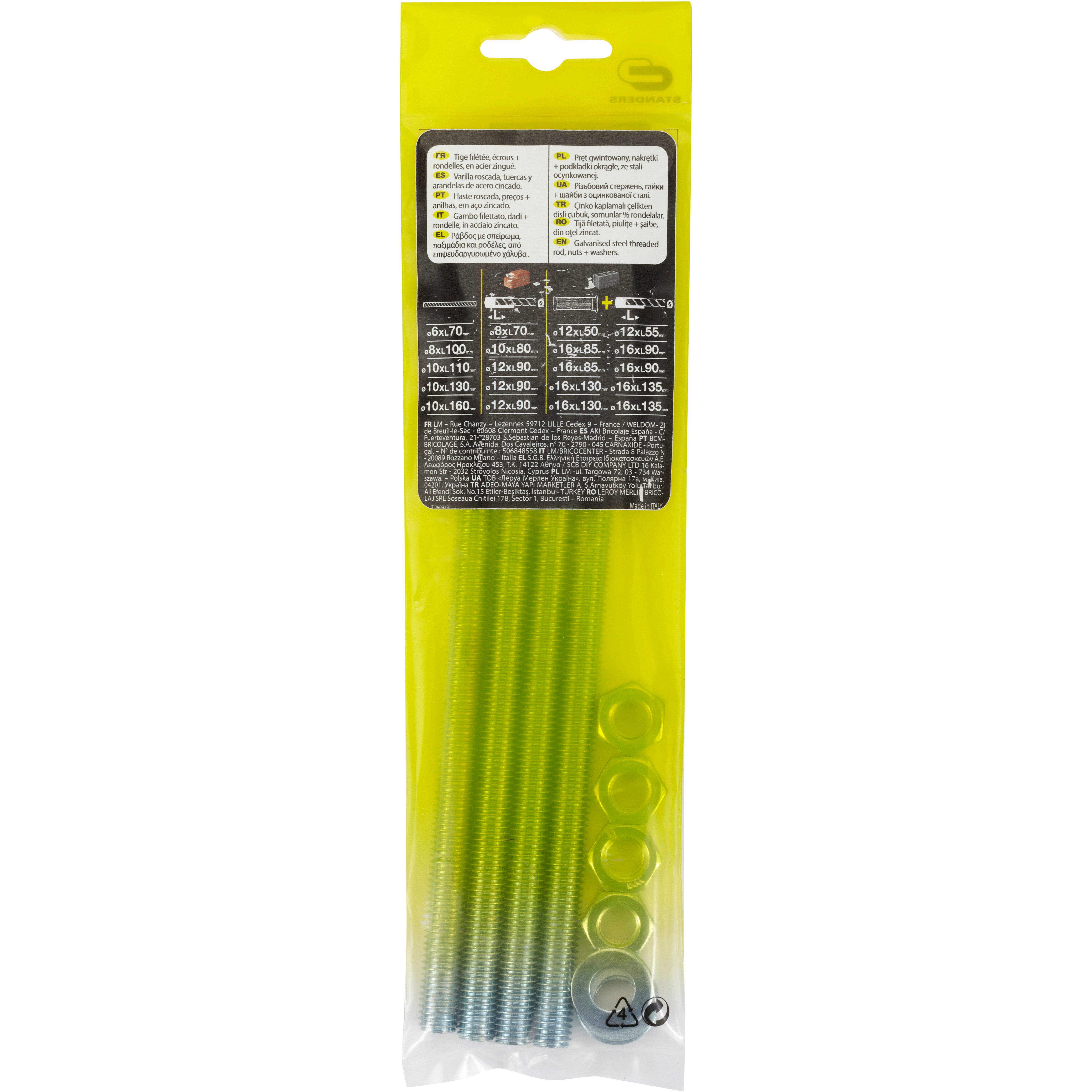 Lot de 4 tiges filetées pour scellement chimique STANDERS, Diam.10 x L.160 mm - 2