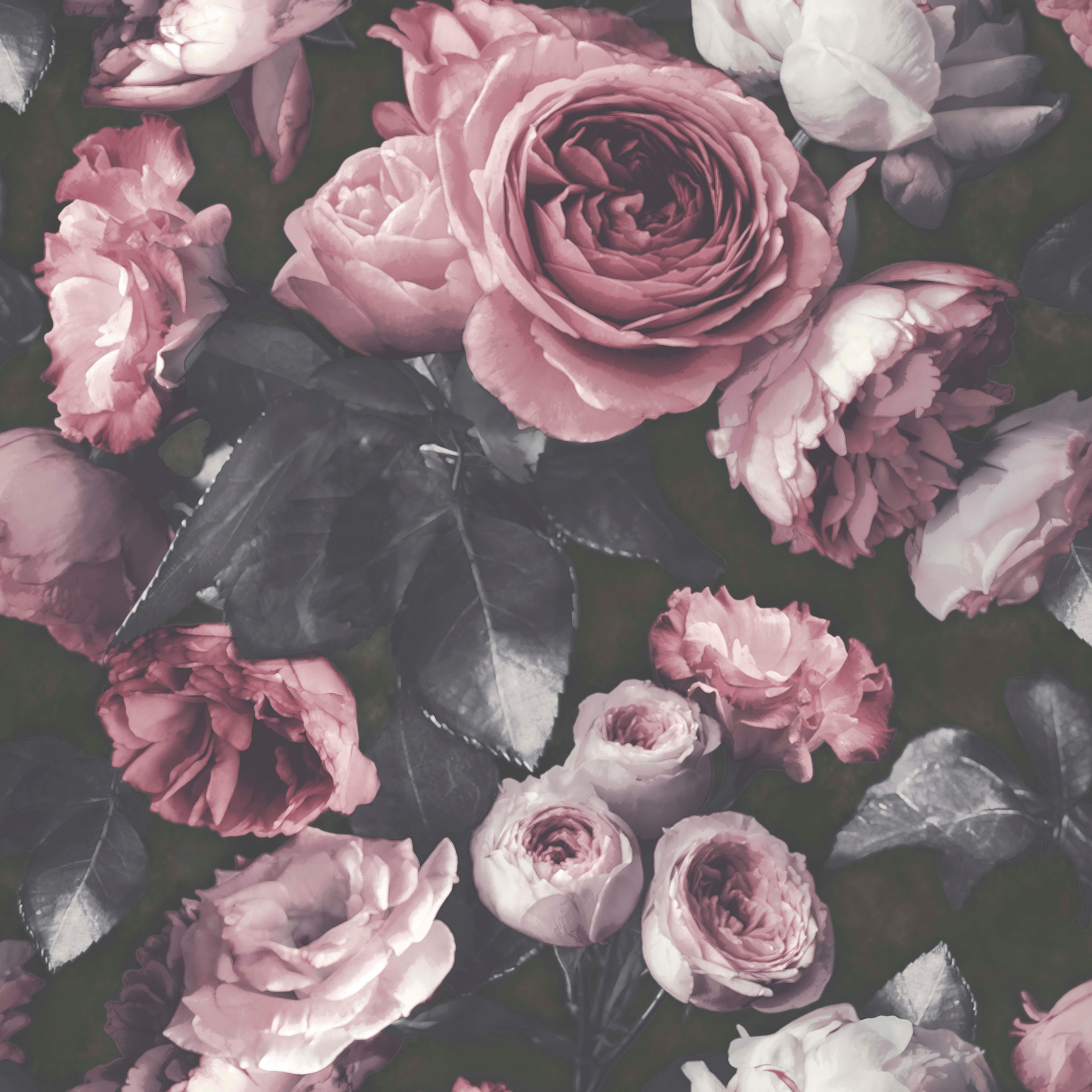 Papier peint intissé Motif fiorie rose et noir - 3