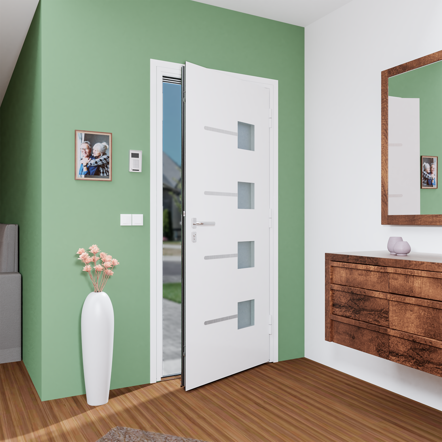 Porte d'entrée Alu Soria 2 Premium H.215 x l.90 cm vitrée gris anthr., p. gauche - 3