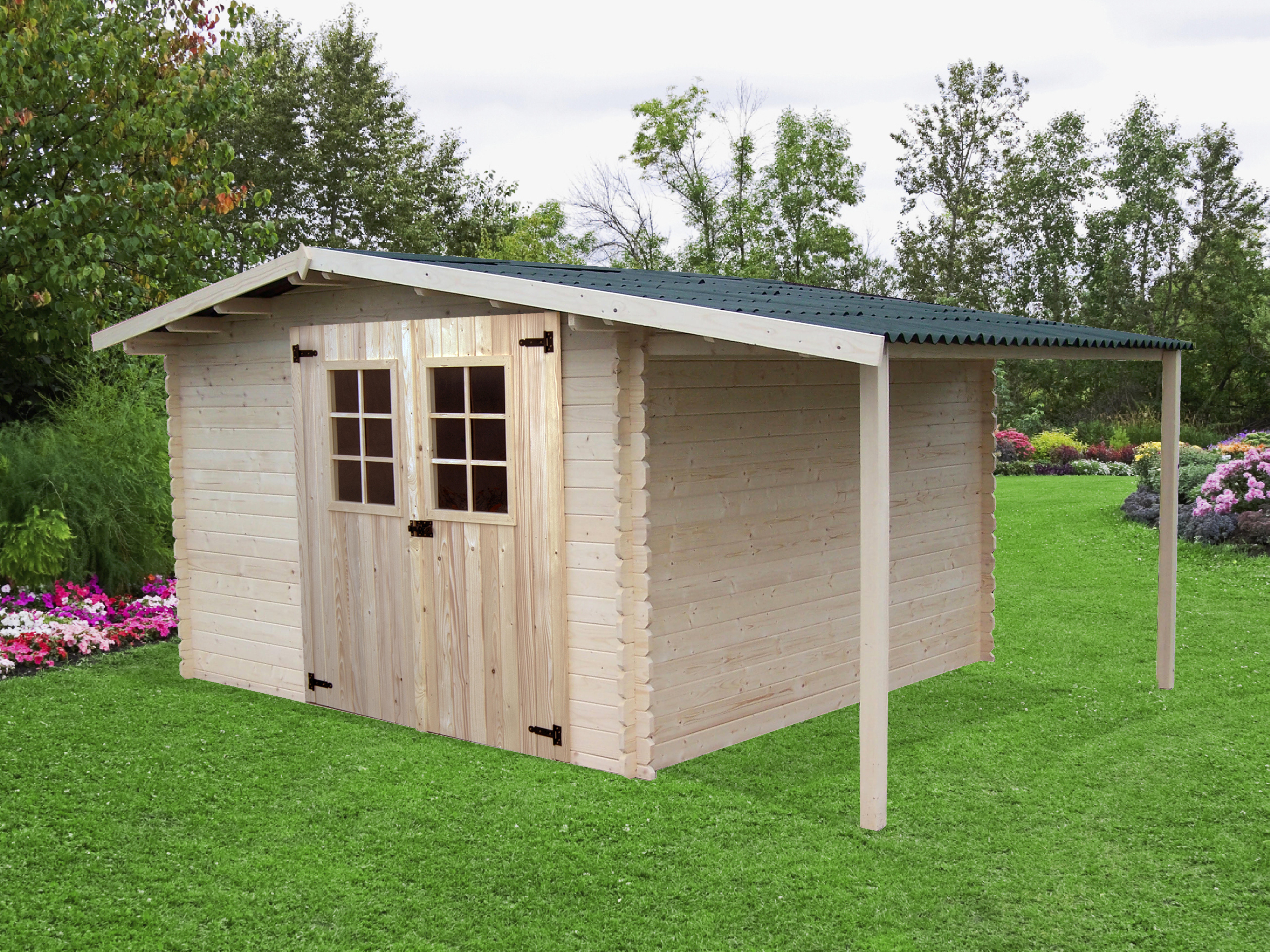 Abri de jardin bois HABRITA Vd 3330.02 b n Ep.28 mm, 13.38 m² - 3