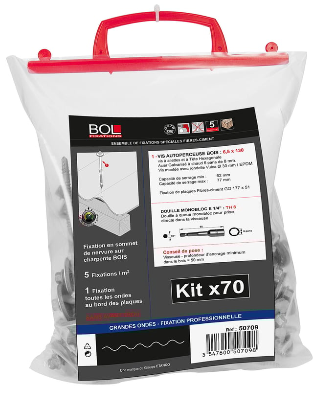 Lot de 70 fixations, L.130 mm métal BOL-FIXATIONS