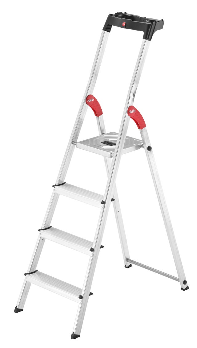 Escabeau aluminium HAILO L60 4 marches avec tablette porte-outils